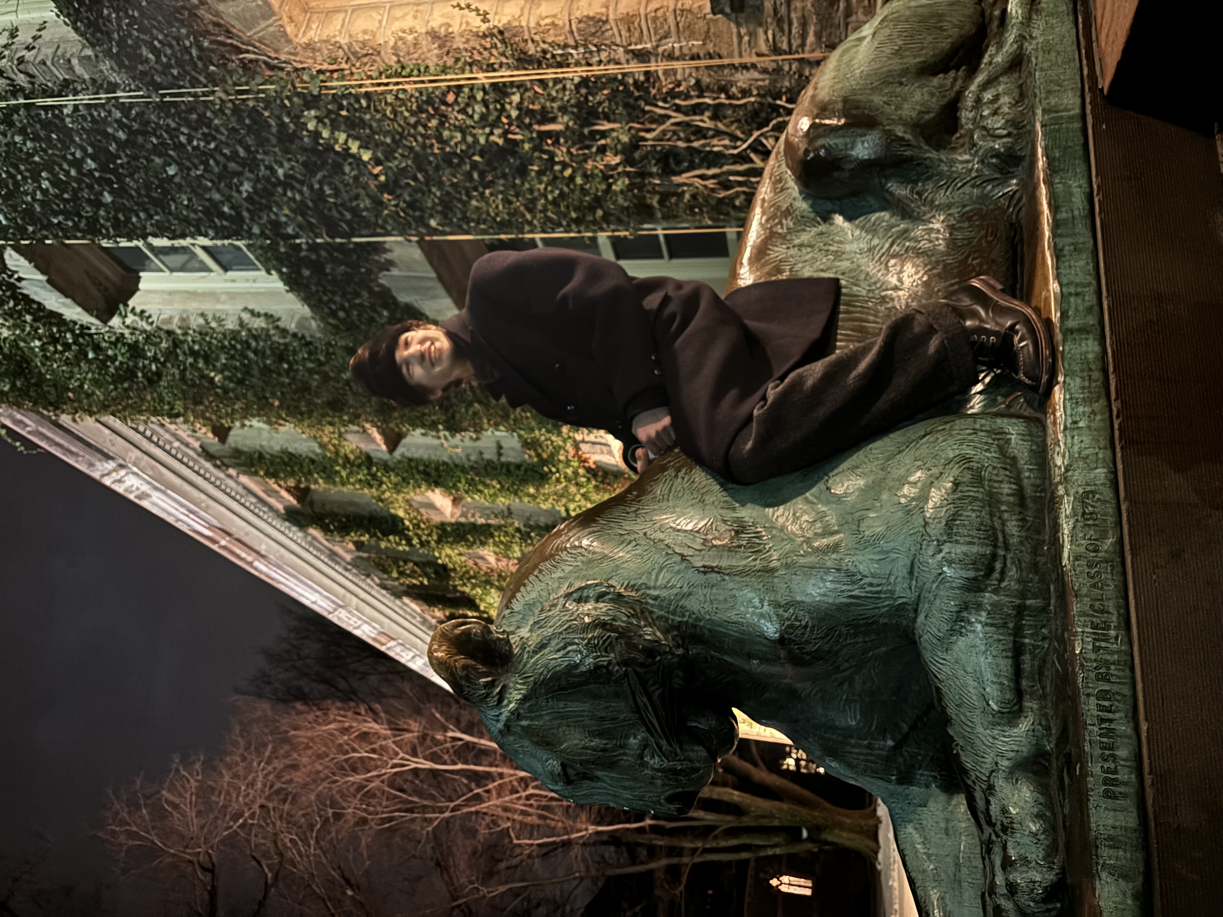 Julian on a tiger in front of old Nass